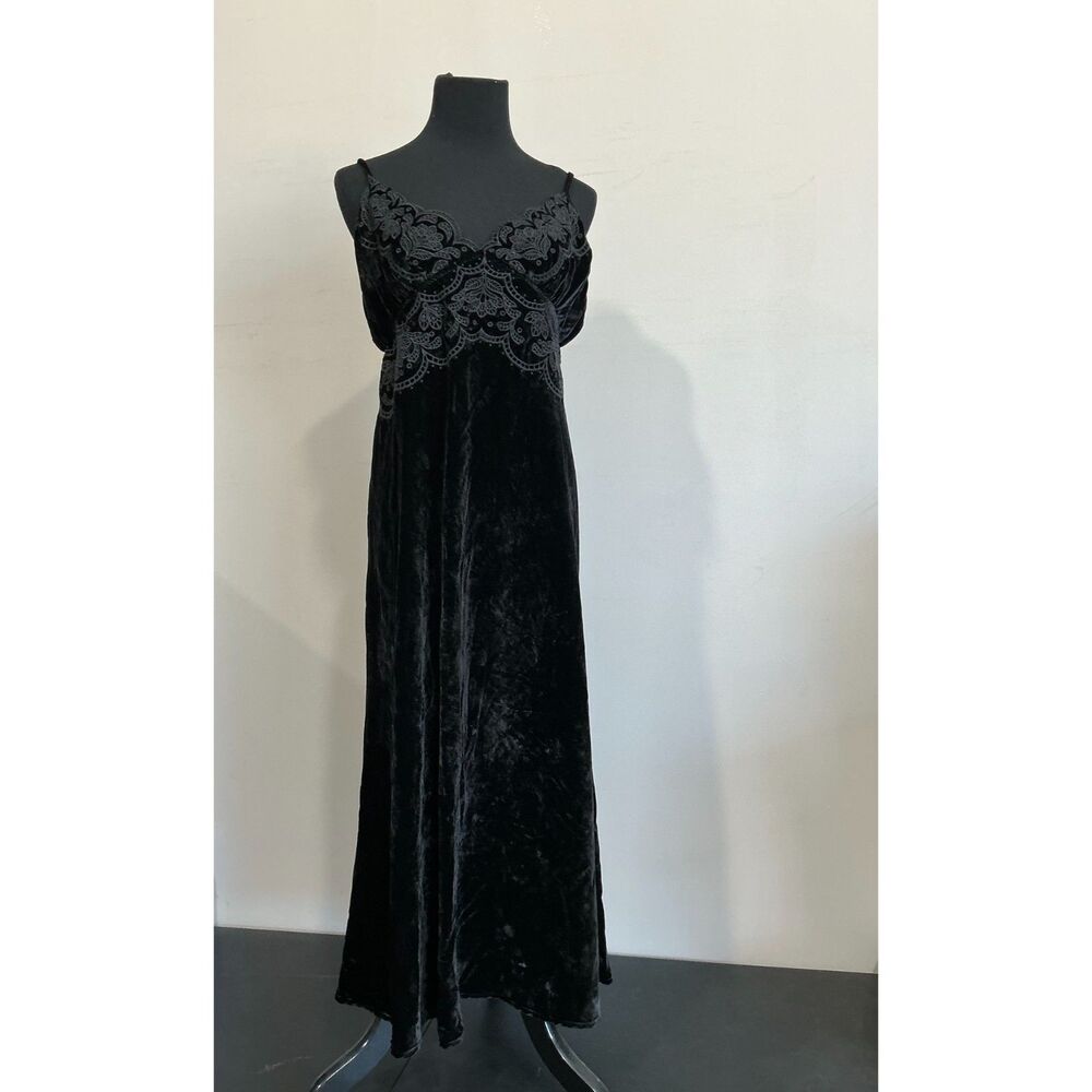 Farm Rio Black Velvet Occasion Slip Midi Dress Size Large